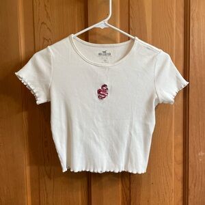 Hollister White Tee with Pink Snake Design